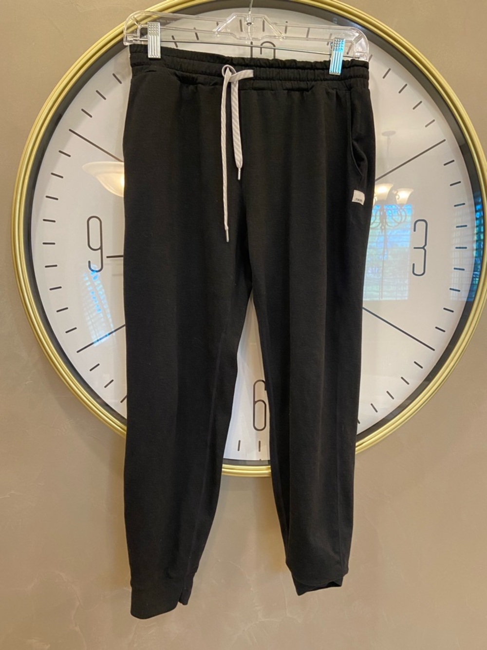 Vuori Black Track Joggers with White Drawstring